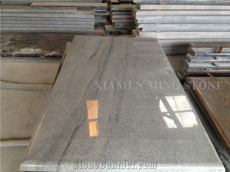 Customzied Viscont White Granite Single Tombstone/White Juparana Grey Wave Vein Viskont Monuments Gravestone Western Style