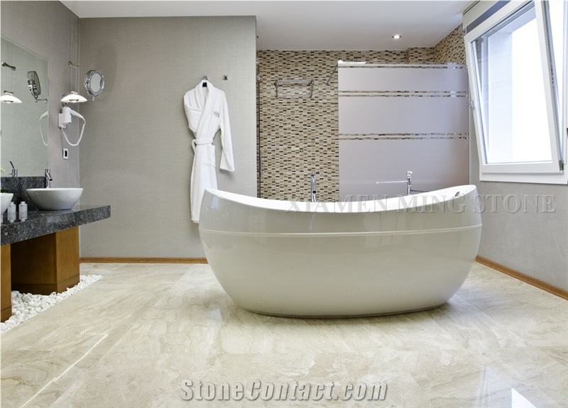 Diana Royal Beige Marble Tile Interior Floor Stepping,Cream Impero Reale Marble Panel for Hotel Bathroom Flooring Pattern