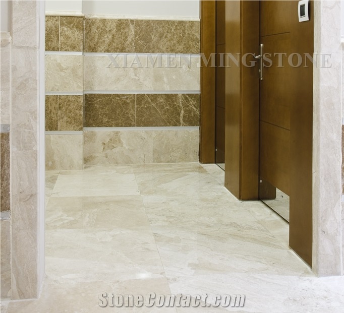 Diana Royal Beige Marble Tile Interior Floor Stepping,Cream Impero Reale Marble Panel for Hotel Bathroom Flooring Pattern