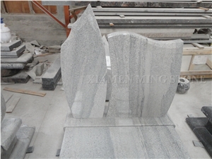 Double Tombstone Viscont White Granite Tombstone,White Juparana Grey Wave Vein Viskont Upright Monuments Gravestone Western