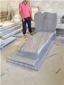 Double Tombstone Viscont White Granite Tombstone,White Juparana Grey Wave Vein Viskont Upright Monuments Gravestone Western