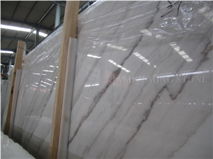 Elegant Guangxi White Polished Marble Slab,Machine Cut Panel Tile for Hotel Lobby Flooring,China White Marble