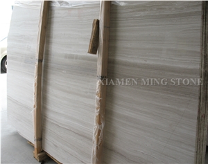 Factory Price White Wooden Vein Marble Slab Machine Cut, China Serpeggiante Wood Grain Tiles Villa Interior Wall Cladding,Floor Covering Pattern