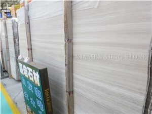 Factory Price White Wooden Vein Marble Slab Machine Cut, China Serpeggiante Wood Grain Tiles Villa Interior Wall Cladding,Floor Covering Pattern