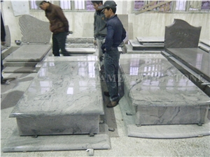 Free Design Viscont White Granite Polish Single Tombstone/White Juparana Grey Wave Vein Viskont Monuments Gravestone Western Style Customized