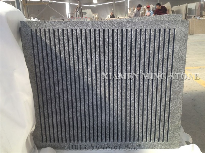 G668 China Dark Grey Sesame Granite Rain Drainage Street Gutter Deck Pavers, Garden Water Drainage Floor Paving Exterior Landscaping Stone