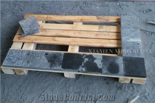 G684 China Black Basalt Flamed Cube Stone Brick Pavers for Landscaping Walkway Pattern,Absolute Nero Basalto Cobble Exterior Floor Paving
