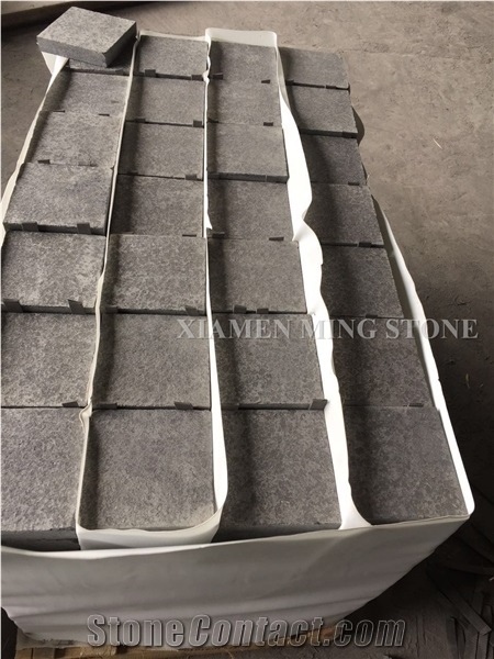 G684 China Black Basalt Flamed Cube Stone Brick Pavers for Landscaping Walkway Pattern,Absolute Nero Basalto Cobble Exterior Floor Paving