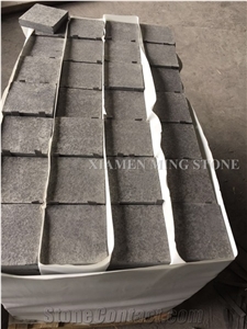 G684 China Black Basalt Flamed Cube Stone Brick Pavers for Landscaping Walkway Pattern,Absolute Nero Basalto Cobble Exterior Floor Paving