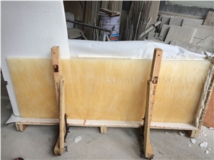 Honey Onyx Transulent Polished Reception Table Bar Top,China Beige Onyx Tabletops