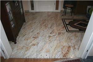 Indian Golden River Yellow Granite Cut to Size Polished Slab Tile Panel for Wall Cladding Floor Covering Customized