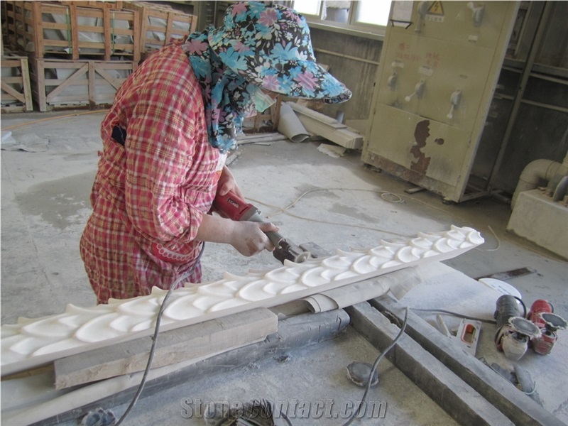 Luxury Crystal White Marble Handcraft Interior Column,Absolute Snow White,Milk White for Corinthian Columns Onic Columns Column