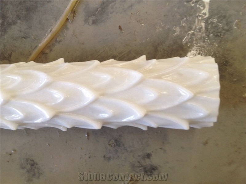 Luxury Crystal White Marble Handcraft Interior Column,Absolute Snow White,Milk White for Corinthian Columns Onic Columns Column