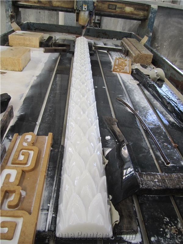 Luxury Crystal White Marble Handcraft Interior Column,Absolute Snow White,Milk White for Corinthian Columns Onic Columns Column