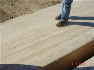 Moon Surface Silver Beige Travertine Machine Cutting Slabs Tile,Panel for Hotel Floor Covering,French Pattern