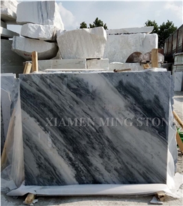 Ocean Wave Cloudy China Shanshui White Marble Polished Slabs,Machine Cutting Tile Panel for Hotel Walling,Floor Paving Pattern