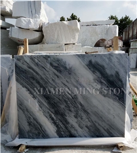 Ocean Wave Cloudy White China Marble Polished Slabs,Machine Cutting Tile Panel for Hotel Walling,Floor Paving Pattern