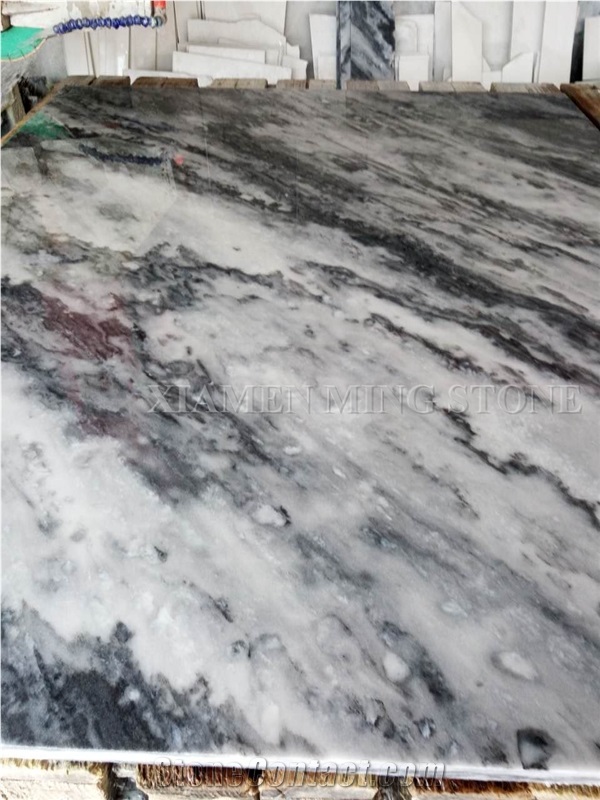 Ocean Wave Cloudy White China Marble Polished Slabs,Machine Cutting Tile Panel for Hotel Walling,Floor Paving Pattern