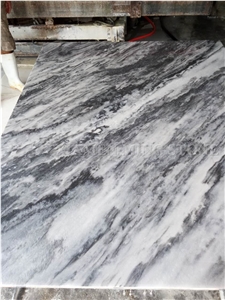 Ocean Wave Cloudy White China Marble Polished Slabs,Machine Cutting Tile Panel for Hotel Walling,Floor Paving Pattern