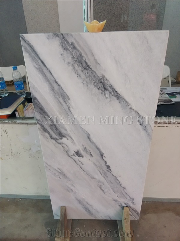 Ocean Wave Cloudy White China Marble Polished Slabs,Machine Cutting Tile Panel for Hotel Walling,Floor Paving Pattern