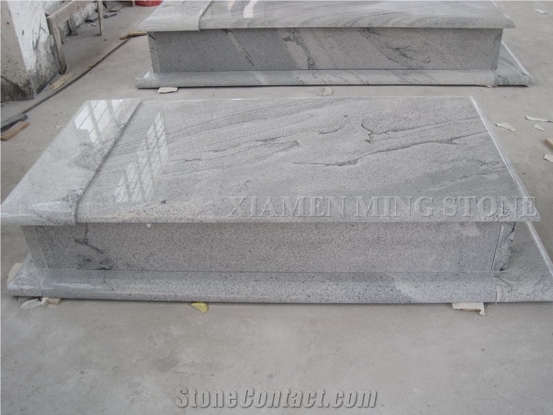 Order Show Viscont White Sesame Granite Polish Style Cross Tombstone/White Juparana Vein Viskont Monuments Single Gravestone