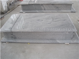 Order Show Viscont White Sesame Granite Polish Style Cross Tombstone/White Juparana Vein Viskont Monuments Single Gravestone