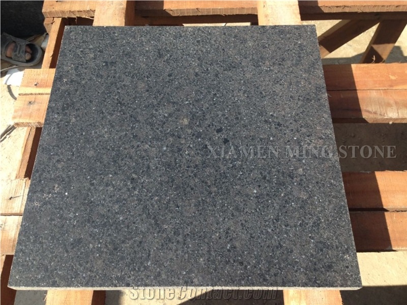 Polished Ash Black Nero Granite Tile for Villa Wall Cladding Panel, Crystal Galaxy Granite Exterior Building Floor Pattern Tile