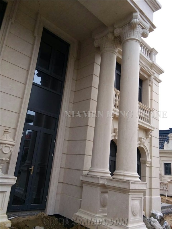 Polished Portugal Beige Rose Cream Limestone Facades,Machine Cut Coral Stone for Villa Building Wall Cladding,Flooring Limestone Wall Brick