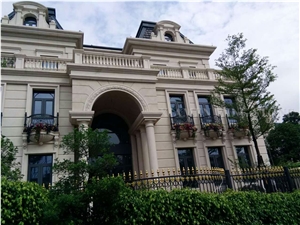 Portugal Beige Classico Crema Limestone Roman Sculptured Columns Base,Villa Building Pedestal Roman Columns Tops