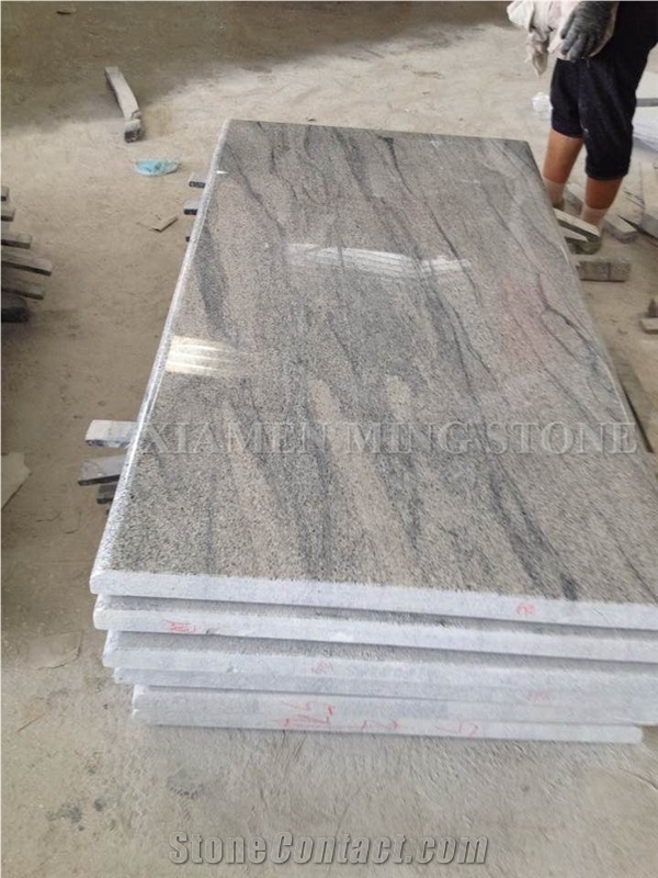 Project Show Viscont White Polished Granite Polish Style Cross Tombstone/ Juparana Grey Vein Viskont Monuments Gravestone