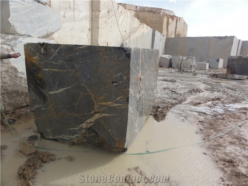 Saint Laurent Black Gold Emperador Marble Slabs Polished,Machine Cut Tile Panel for Hotel Reception Countertop,Floor Covering Pattern