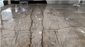 Silver River Marble Polished Grey Marble with Brown Veins Slab Tile,Machine Cut Panel Floor Covering,Hotel Walling