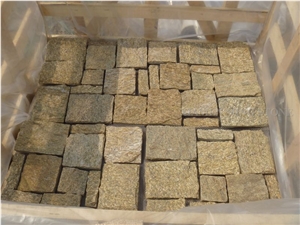 Tiger Skin Yellow Granite Culture Stone Exposed Castle Walling,Split Face Stacked Stone Veneer Loose Stone