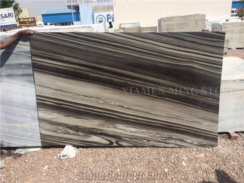 Venice Wave Straight Vein Brown Marble Polished Slab for Hotel Reception Desk Material,Walling Floor Paving Pattern Machine Cut Tiles