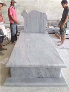 Viscont White Granite Polish Single Tombstone/White Juparana Grey Wave Vein Viskont Monuments Gravestone