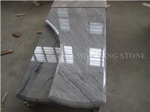 Viscont White Granite Polish Single Tombstone/White Juparana Grey Wave Vein Viskont Monuments Gravestone