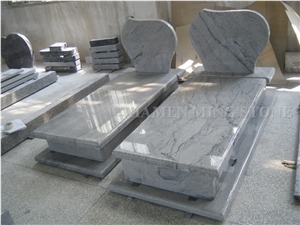 Viscont White Granite Polish Style Heart Tombstone/ Juparana Sea Wave Grey Vein Granite Viskont Monuments Gravestone