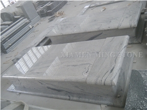 Viscont White Granite Polish Style Heart Tombstone/ Juparana Sea Wave Grey Vein Granite Viskont Monuments Gravestone