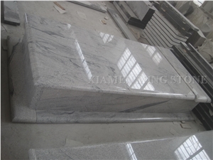 Viscont White Granite Polish Style Heart Tombstone/ Juparana Sea Wave Grey Vein Granite Viskont Monuments Gravestone