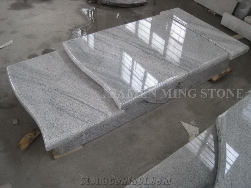 Viscont White Polished Granite Polish Tombstone/ Juparana Grey Vein Viskont Monuments Gravestone