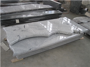 Viscont White Polished Granite Polish Tombstone/ Juparana Grey Vein Viskont Monuments Gravestone