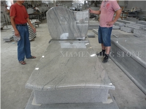 Viscont White Polished Granite Polish Tombstone/ Juparana Grey Vein Viskont Monuments Gravestone