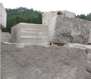 White Wooden Vein Marble Diamond Wire Saw Cutting Block, China Serpeggiante Wood Grain Block