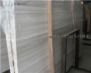 White Wooden Vein Marble Diamond Wire Saw Cutting Block, China Serpeggiante Wood Grain Block