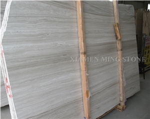 White Wooden Vein Marble Diamond Wire Saw Cutting Block, China Serpeggiante Wood Grain Block