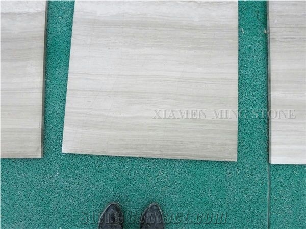 White Wooden Vein Marble Diamond Wire Saw Cutting Block, China Serpeggiante Wood Grain Block