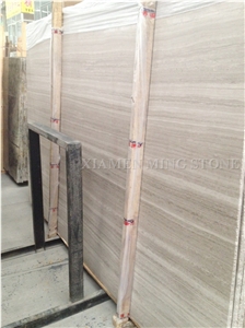 White Wooden Vein Marble Diamond Wire Saw Cutting Block, China Serpeggiante Wood Grain Block