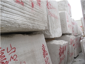 White Wooden Vein Marble Diamond Wire Saw Cutting Block, China Serpeggiante Wood Grain Block