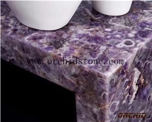 Amethyst Semi Precious Stone Backlit Slabs,Amethyest Lilac Gemstone Slabs
