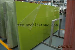 Apple Green Quartz Surface Slabs for Hotel Countertops,Bathroom Tops,Vanity Tops,Plain Green Caesarstone Engineered Stone Flooring Tile,Wall Cladding
